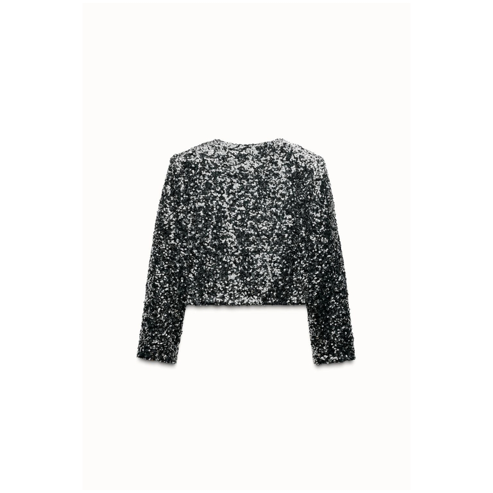 Zara Women's Sparkling Silver Sequin Blazer - Picture 4 of 4